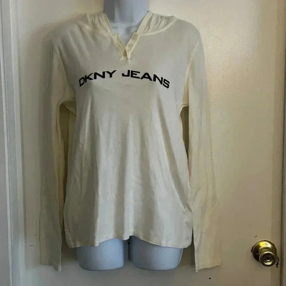 DKNY Jeans white hoodie women's size medium long sleeve - Picture 11 of 11